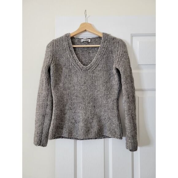 Jilsander Grey Chunky Knit V Neck Sweater M (40) - Picture 1 of 11